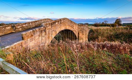 Bellasis Bridge Over River Blyth, The Humped-back Stone Bridge Is Grade 2 Listed