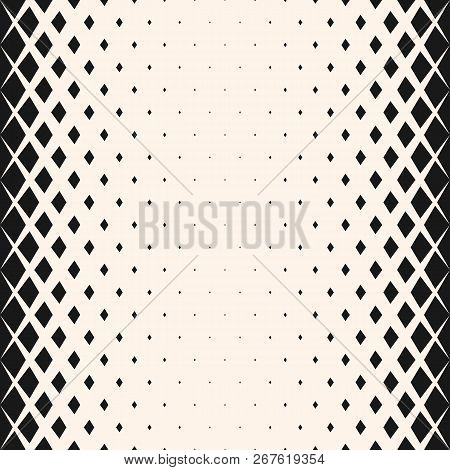 Geometric Halftone Seamless Pattern With Rhombuses, Fade Diamond Shapes. Modern Creative Background.