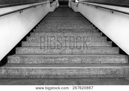 View To A Big White Colored Empty Staicase.
Close-up Of A White Modern Steps.