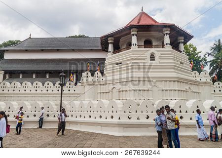 Kandy, Sri Lanka - July 19, 2016: Walls Of The Temple Of Sacred Tooth Relic.