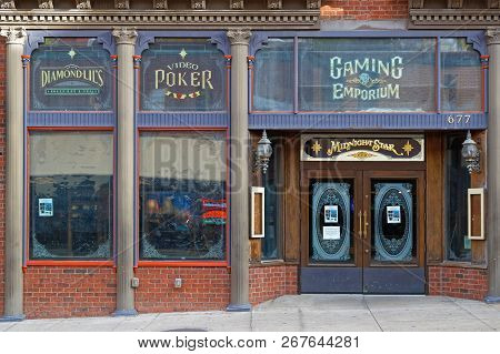 Deadwood, South Dakota, September 25, 2018 : Casino In Deadwood. The Entire City Is A National Histo