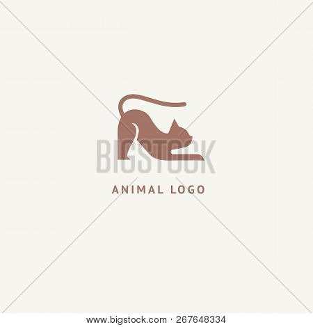 Cat Silhouette Logo. Vector Abstract Minimalistic Illustration Veterinary. Kitten Icon. Pet, Pet Sho