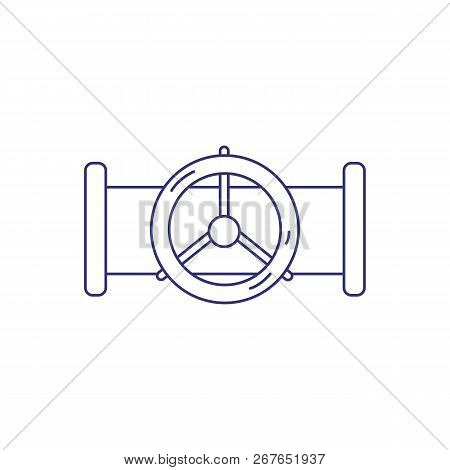 Valve Line Icon. Petrol Pipe, Gasoline, Water Pipe. Factory Concept. Vector Illustration Can Be Used