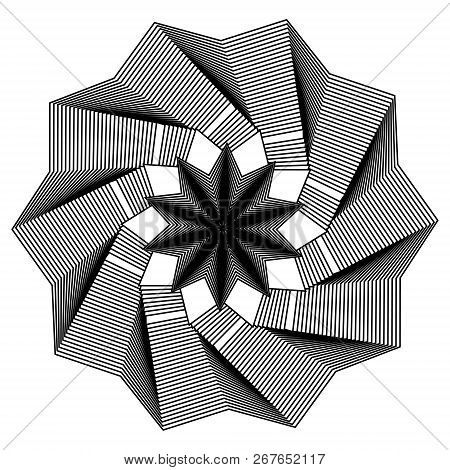 Abstract Black And White Circular Pattern. Geometric Pattern With Visual Distortion Effect. Optical 