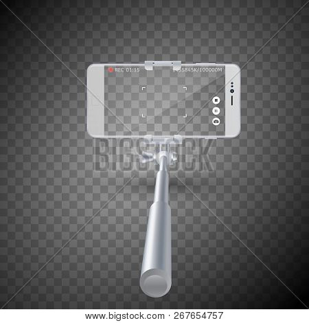Vector Illustration Of Monopod Selfie Stick With Smartphone