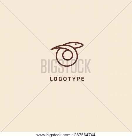 Snake Silhouette Logo. Vector Abstract Minimalistic Illustration Predator. Herpetology Icon. Terrari