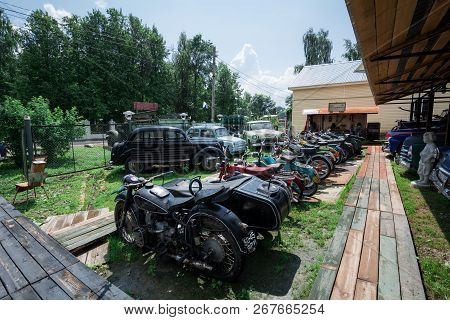 Myshkin, Russia - July 8, 2013: Museum Of Retro Cars Motorcycles And Cars