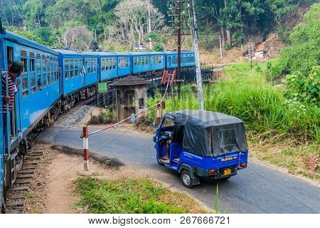 Bandarawela, Sri Lanka - July 15, 2016: Train Rides Through Mountains In Sri Lanka