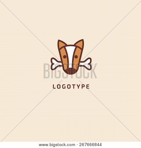 Dog Silhouette Logo. Vector Abstract Minimalistic Illustration Veterinary. Puppy Icon. Pet, Pet Shop