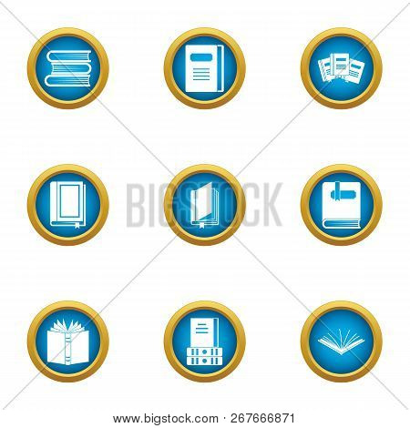 Book Business Icons Set. Flat Set Of 9 Book Business Icons For Web Isolated On White Background