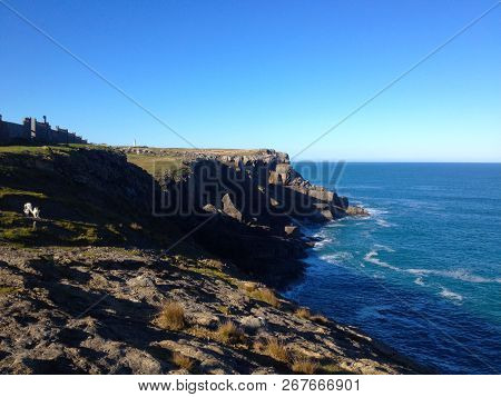 View Of Cabo De Ajo, The Ajo Cape. Cantabrian Sea, Cantabria, Northern Spain.
