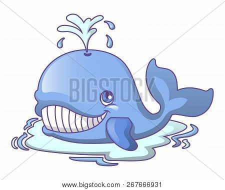 Water Bath Whale Icon. Cartoon Of Water Bath Whale Icon For Web Design Isolated On White Background