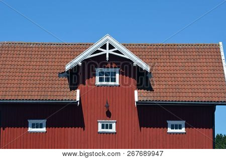 A typical Norwegian farm.Traditional buildings. 18 June,2018. Degerness,Norway