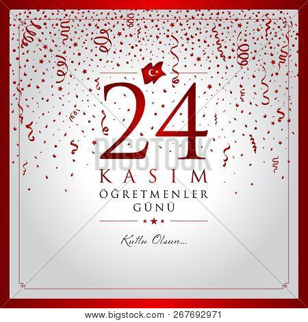 24 Kasim Ogretmenler Gunu Vector Illustration. (24 November, Turkish Teachers Day Celebration Card.)