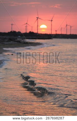 Morning Sea Dawn Soltse Windmills 