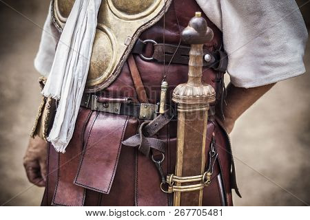 Centurion Uniform And Armour, The Most Famous Officer In The Roman Army. Historical Reenactment