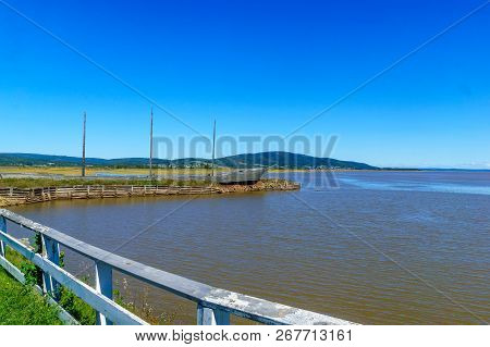 View Of The Shore And Countryside In Hopewell Hill, New Brunswick, Canada