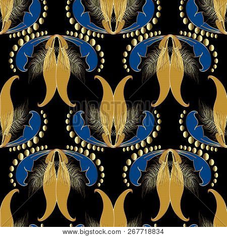 Vintage Floral Vector Seamless Pattern. Ornamental Colorful Baro