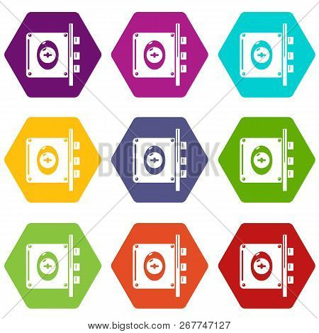 Lock Interroom Icons 9 Set Coloful Isolated On White For Web