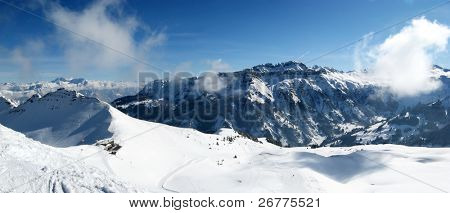 Zima ve švýcarských Alpách (Flumserberg, St.Gallen, Švýcarsko)