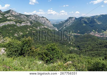 Amazing Landscape Of Balkan Mountains With Vratsata Pass,  Town Of Vratsa And Village Of Zgorigrad, 