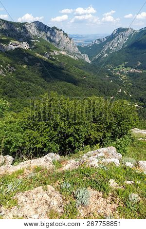 Amazing Landscape Of Balkan Mountains With Vratsata Pass,  Town Of Vratsa And Village Of Zgorigrad, 