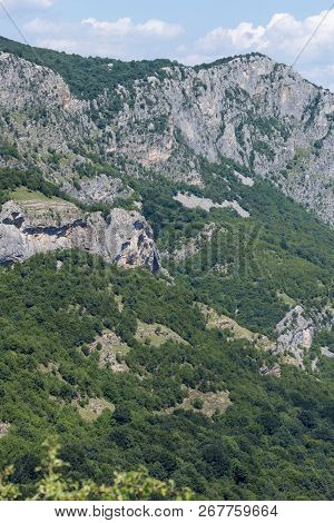 Amazing Landscape Of Balkan Mountains With Vratsata Pass,  Town Of Vratsa And Village Of Zgorigrad, 