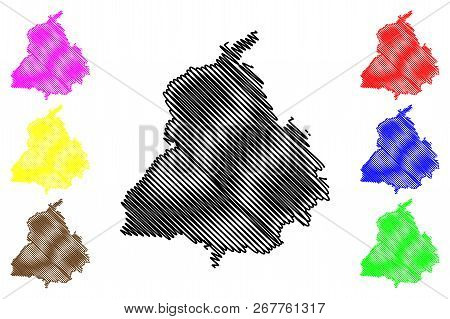 Punjab (states And Union Territories Of India, Federated States, Republic Of India) Map Vector Illus
