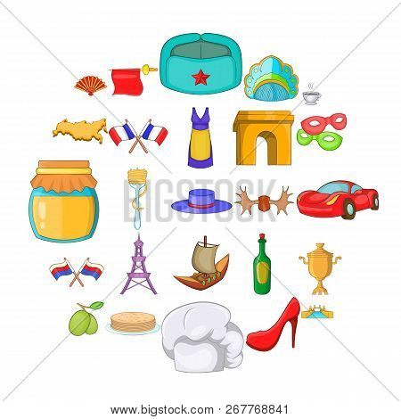 Eurotrip Icons Set. Cartoon Set Of 25 Eurotrip Vector Icons For Web Isolated On White Background