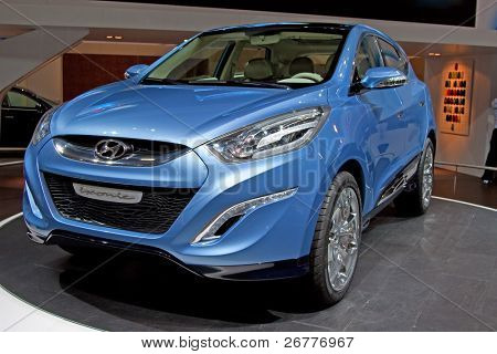 Ženeva - 7. března: Hyundai ix řipomínat na displeji na 79 International Motor Show Palexpo-Ženeva na 