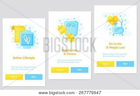 Flat Design Ui, Ux Concept Weightloss App And Fitness.
