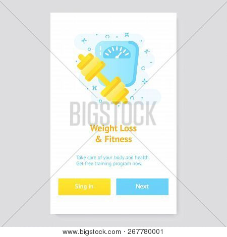 Healthy Lifestyle Banner Concept With Scales And Barbell