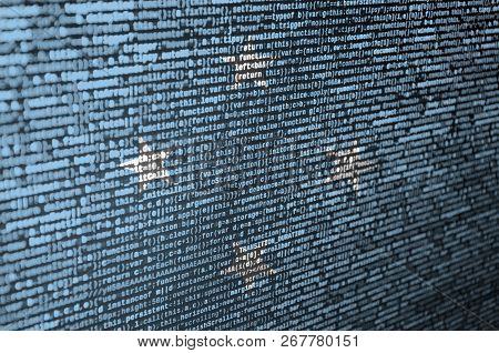 Micronesia Flag  Is Depicted On The Screen With The Program Code. The Concept Of Modern Technology A