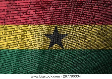 Ghana Flag  Is Depicted On The Screen With The Program Code. The Concept Of Modern Technology And Si