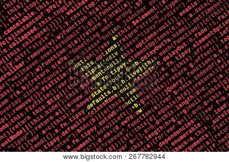 Vietnam Flag  Is Depicted On The Screen With The Program Code. The Concept Of Modern Technology And 