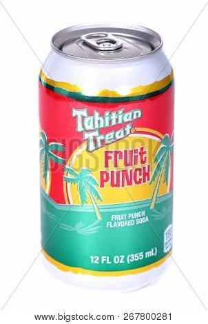 Novyy Urengoy, Russia - November 7, 2018: Aluminium Can Of The Tahitian Treat Fruit Punch Isolated O