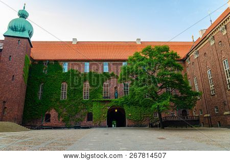 Courtyard In Stockholm City Hall Building (stadshuset) Of Municipal Council And Venue Of Nobel Prize