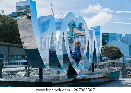 Wellington, New Zealand - October 1 Child Plays In Centre Heart Shaped O In World Of Wearable Art Ic