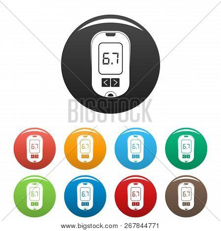Glucometer Icons Set 9 Color Vector Isolated On White For Any Design