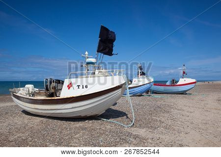 Stenbjerg,denmark-august 15,2018: Stenbjerg Is A Fishing Village On The Former Island Of Thy In The 