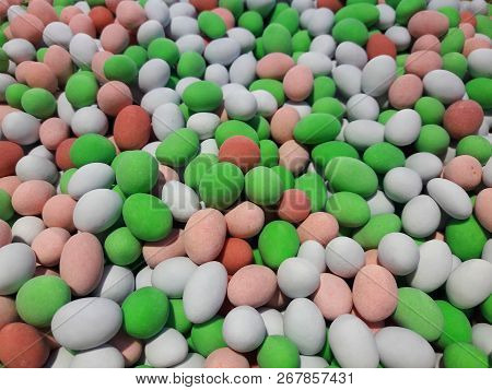 Peanuts, For Background Or Textures, Uncleaned Inshell Peanuts. Peeled Peanut On Well Peanuts, Color