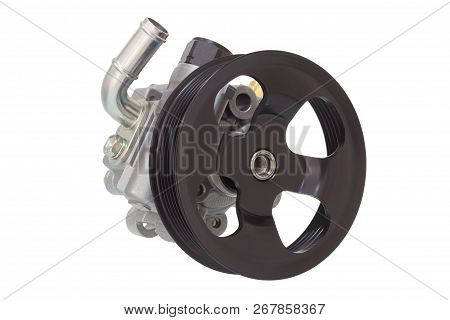 Power Steering Pump On A White Background Engine