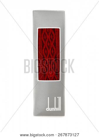 GOMEL, BELARUS - October 21, 2018: Dunhill socks. Alfred Dunhill Limited is a British luxury goods brand, specialising in ready-to-wear, custom and bespoke menswear, leather goods, and accessories