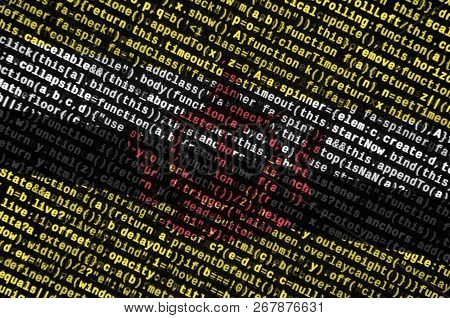 Brunei Darussalam Flag  Is Depicted On The Screen With The Program Code. The Concept Of Modern Techn
