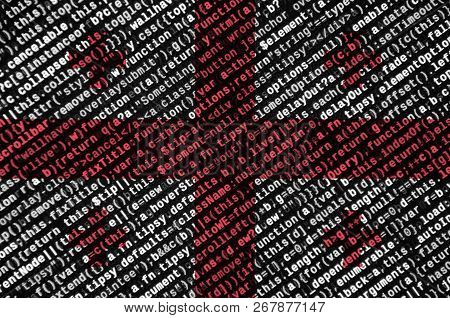 Georgia Flag  Is Depicted On The Screen With The Program Code. The Concept Of Modern Technology And 