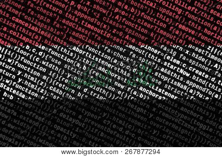 Iraq Flag  Is Depicted On The Screen With The Program Code. The Concept Of Modern Technology And Sit