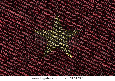 Vietnam Flag  Is Depicted On The Screen With The Program Code. The Concept Of Modern Technology And 