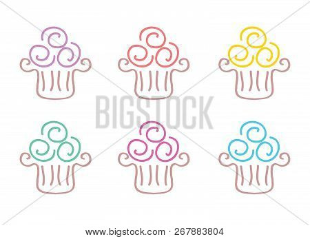Cupcake Colours Doodle Hand Drawn Illustrated Icons