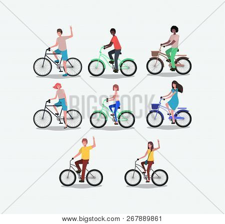 Group Of People On Bicycle Vector Illustration Design
