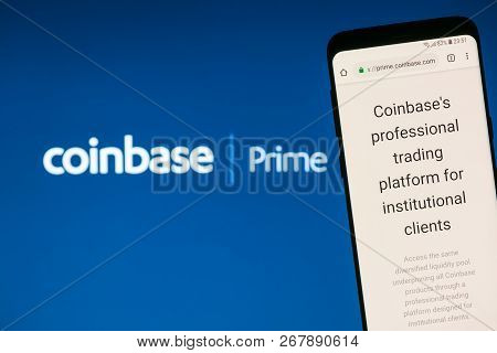 Kyrenia, Cyprus - November 8, 2018: Coinbase Prime Website Displayed On Smartphone Screen. Coinbase 